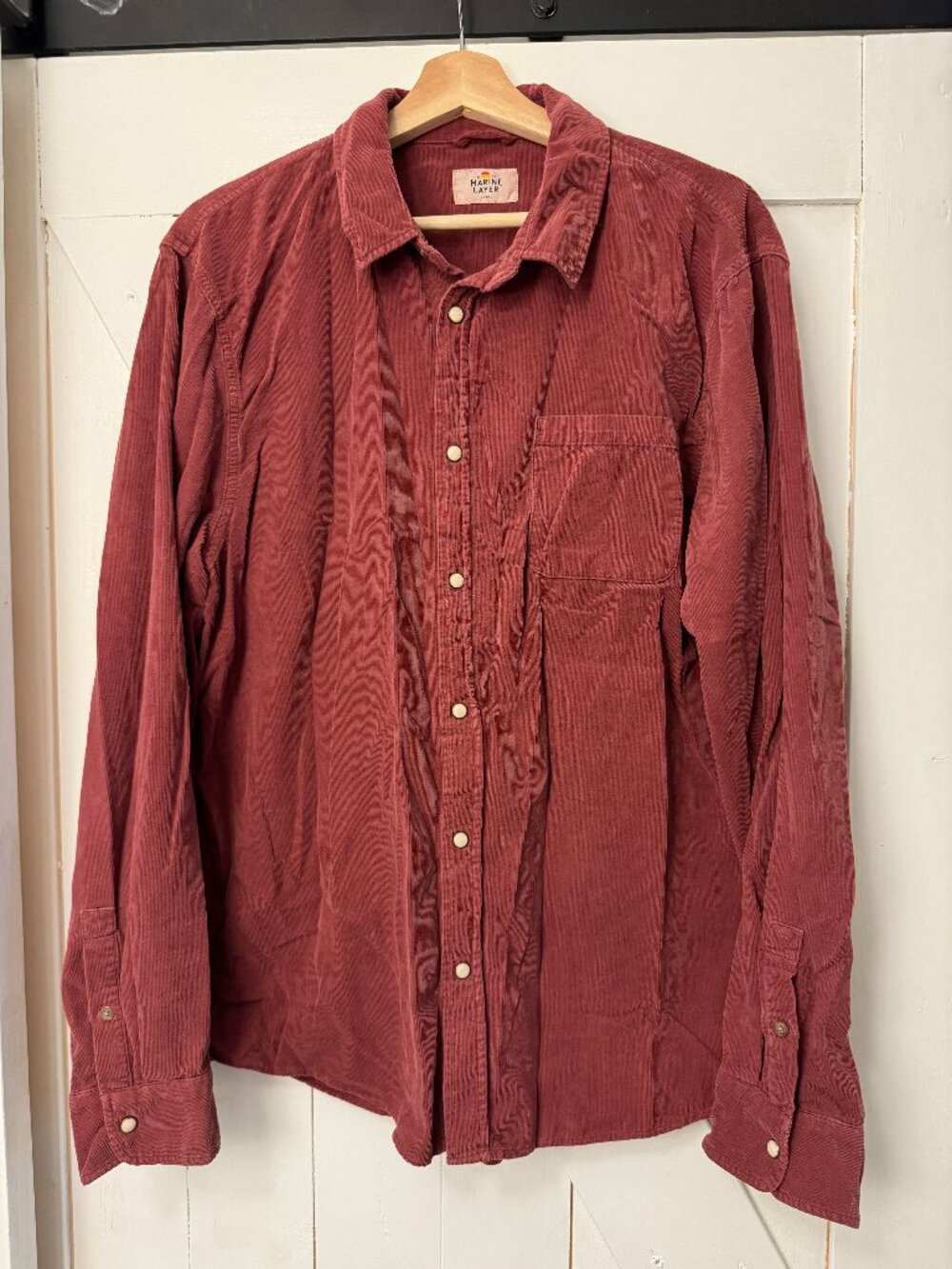 Marine Layer Red Corduroy Button Down Shirt Men's Large